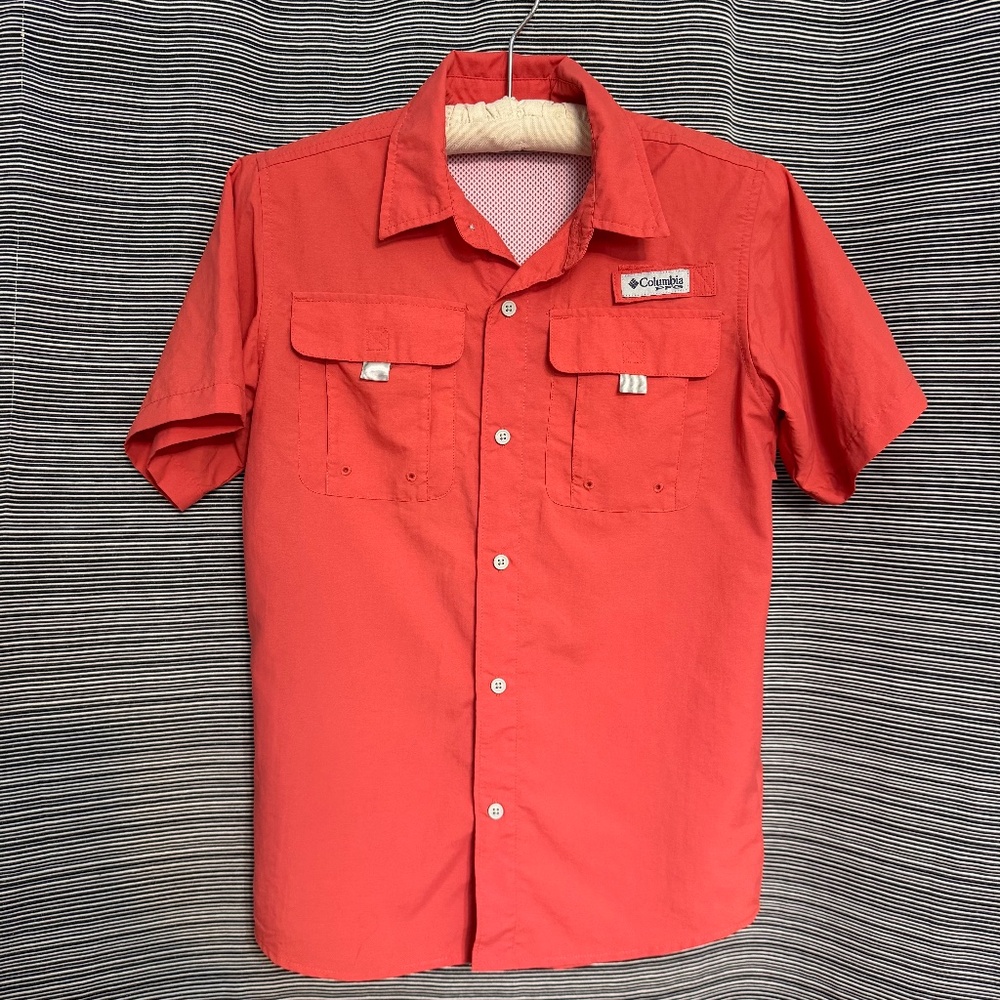 Columbia Kids PFG Omni-Shade Orange Short Sleeve Shirt Size Large